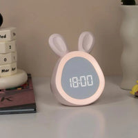 Rabbit-shaped children's alarm clock with LED night light - BunniGlow-Pink-State of Style