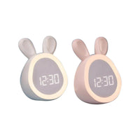 Rabbit-shaped children's alarm clock with LED night light - BunniGlow-Pink-State of Style