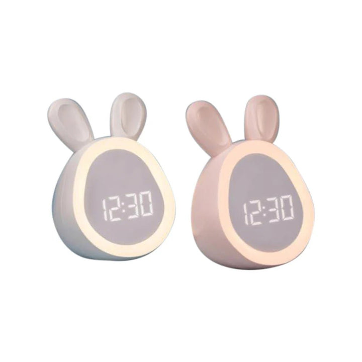 Rabbit-shaped children's alarm clock with LED night light - BunniGlow-Pink-State of Style