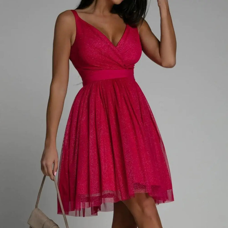 Radiant Sequin Party Dress - Seraphina-Red-XS-State of Style
