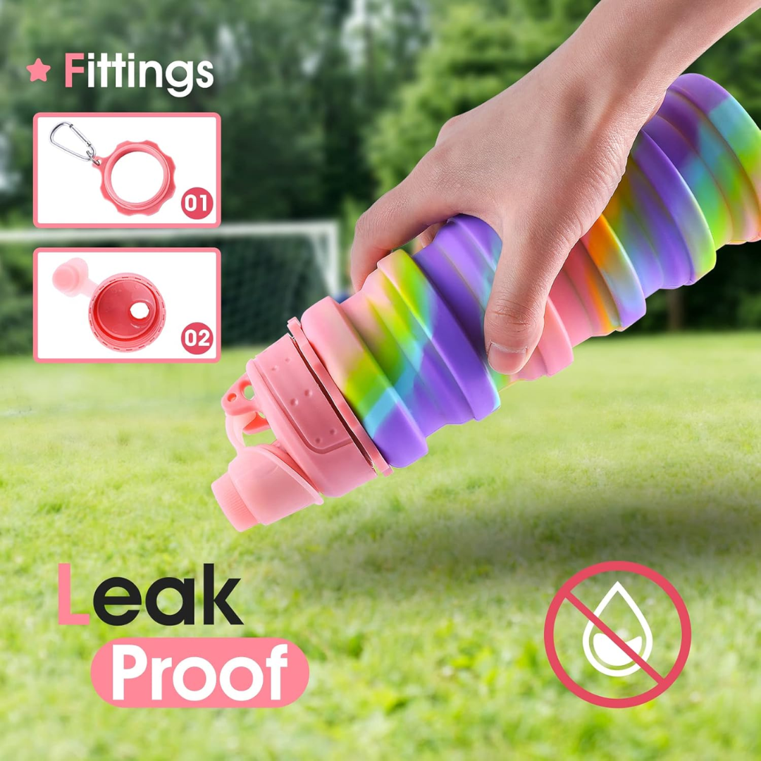 Rainbow Collapsible Water Bottle-Pink-State of Style