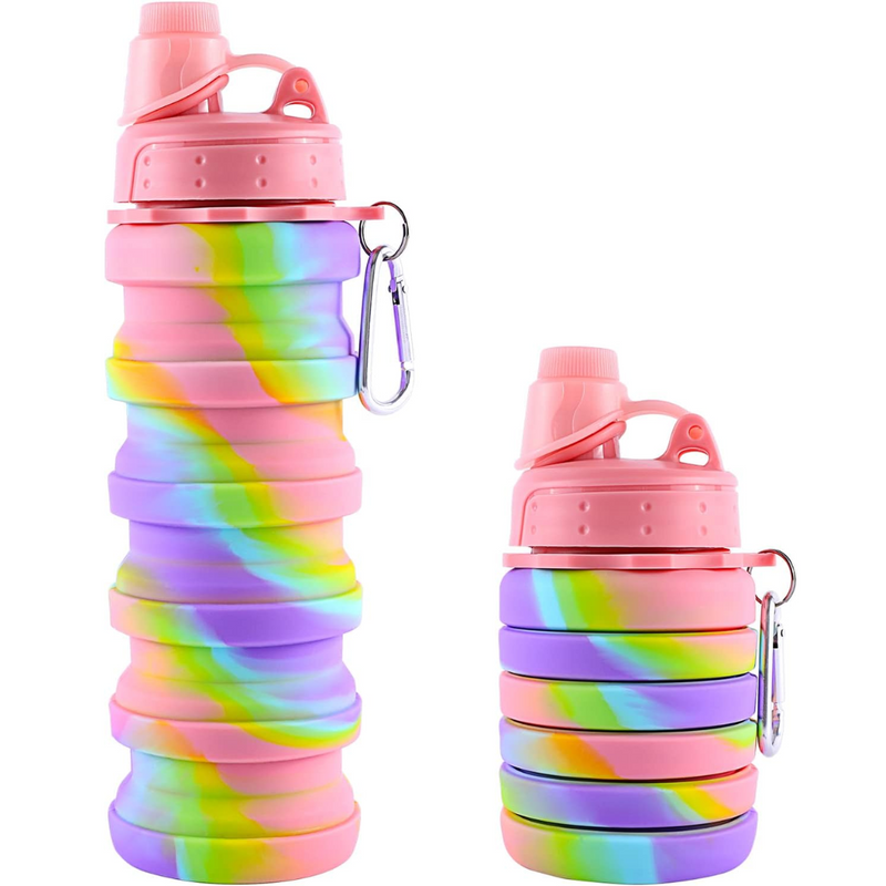 Rainbow Collapsible Water Bottle-Pink-State of Style