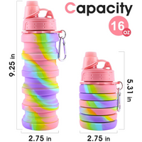 Rainbow Collapsible Water Bottle-Pink-State of Style