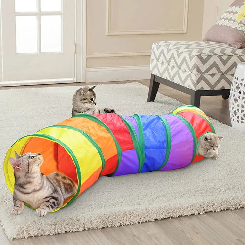 Rainbow Play Tunnel for Cats - PurrfectPlay Tunnel-State of Style