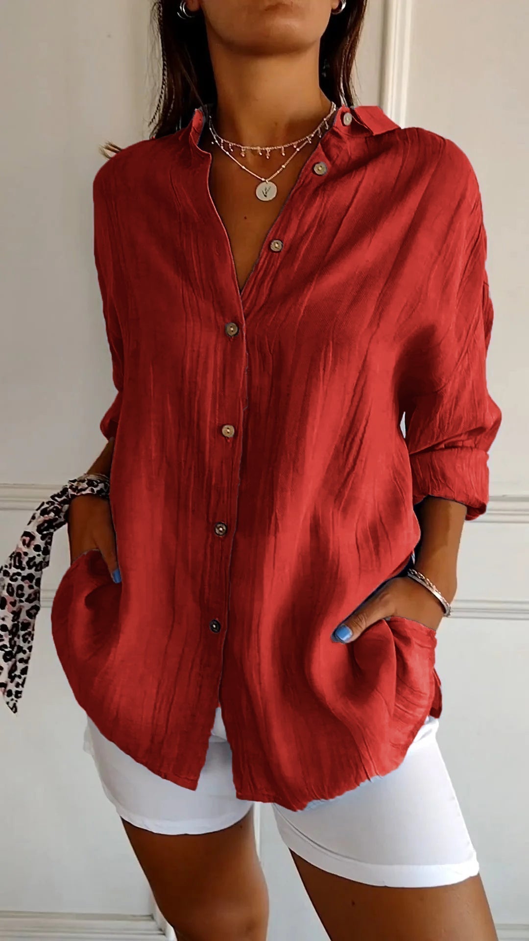 Refined Women's Shirt - Elena-Red-S-State of Style