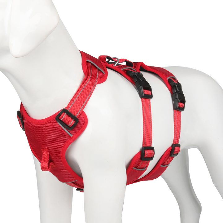 Reflective Anti-Pull Dog Harness - GripGuard-S-Red-State of Style