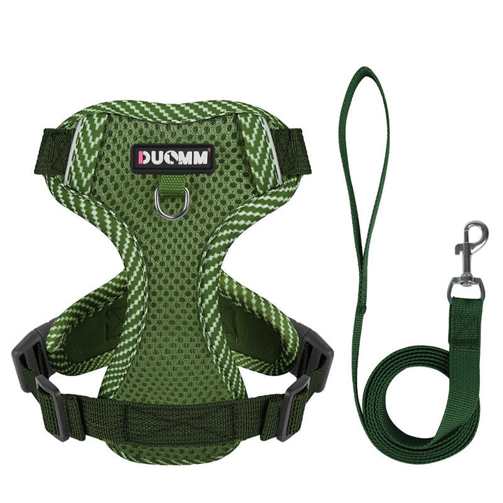 Reflective Harness and Leash Set for Small Dogs - AirFlex-Green-S-State of Style