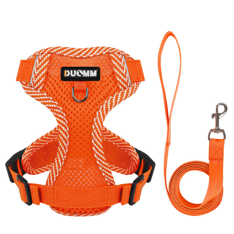 Reflective Harness and Leash Set for Small Dogs - AirFlex-Orange-S-State of Style
