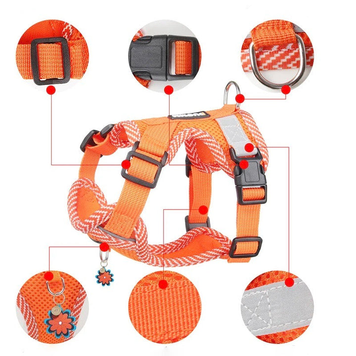 Reflective Harness and Leash Set for Small Dogs - AirFlex-Sky blue-S-State of Style