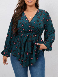 Relaxed Fit V-Neck Blouse in Plus Size-Red-L-State of Style