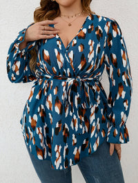 Relaxed Fit V-Neck Blouse in Plus Size-Red-L-State of Style