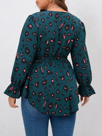 Relaxed Fit V-Neck Blouse in Plus Size-Red-L-State of Style