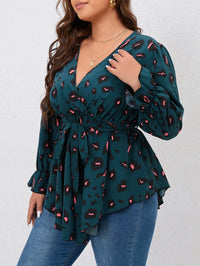 Relaxed Fit V-Neck Blouse in Plus Size-Red-L-State of Style