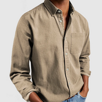Relaxed men's casual shirt with a modern cut - Henrik-Khaki-S-State of Style