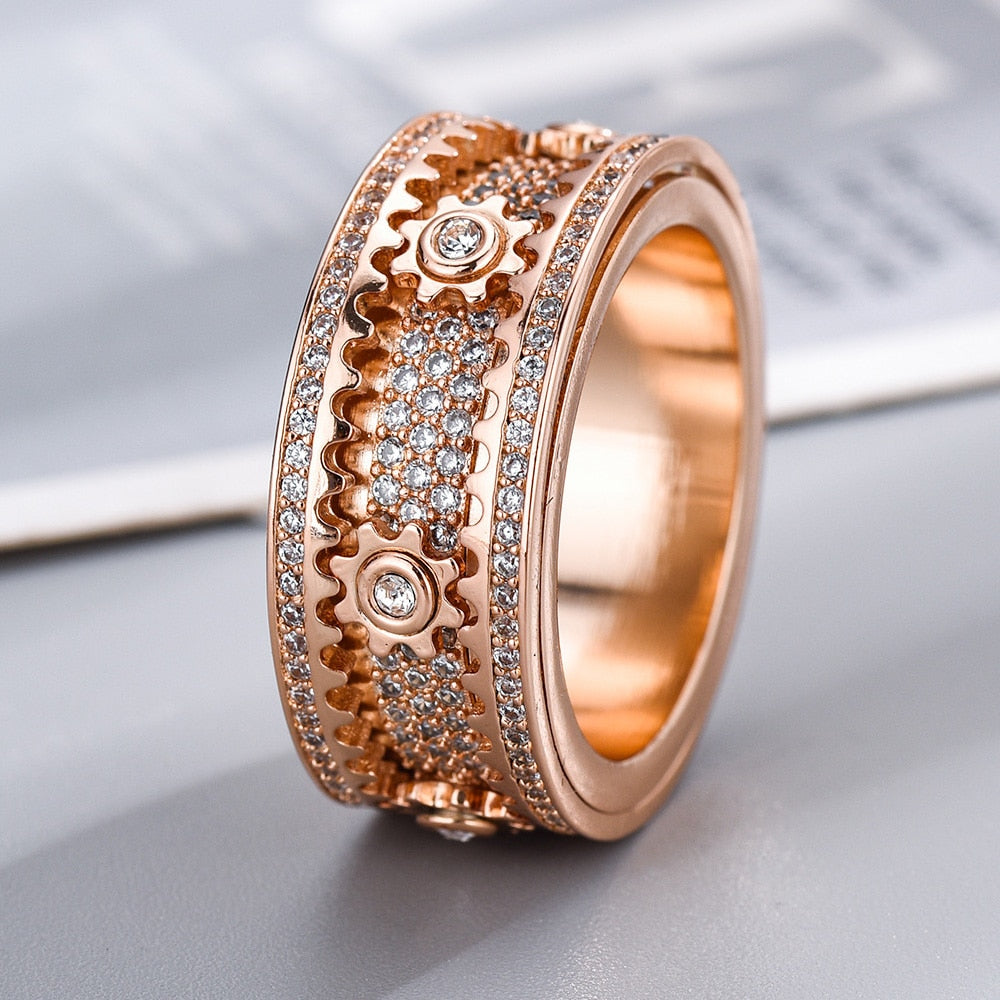 Relaxing Spinner Ring - Spinfinity-Crystal Rose Gold-17.4mm-State of Style