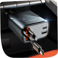 Retractable Car Charger 69W USB C-Black - USB Type C - 24 Volt-State of Style