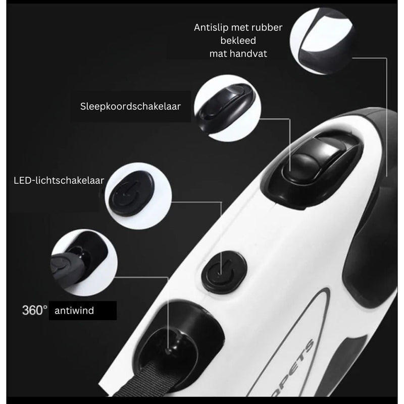 Retractable Dog Leash with LED Light - SafePaw-5M-White-State of Style