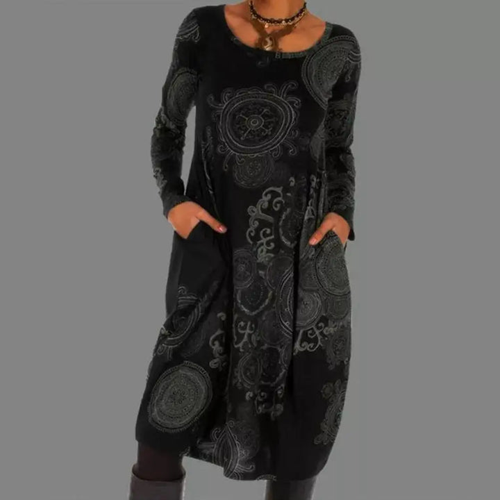 Retro Boho Dress - Elara-Black-S-State of Style