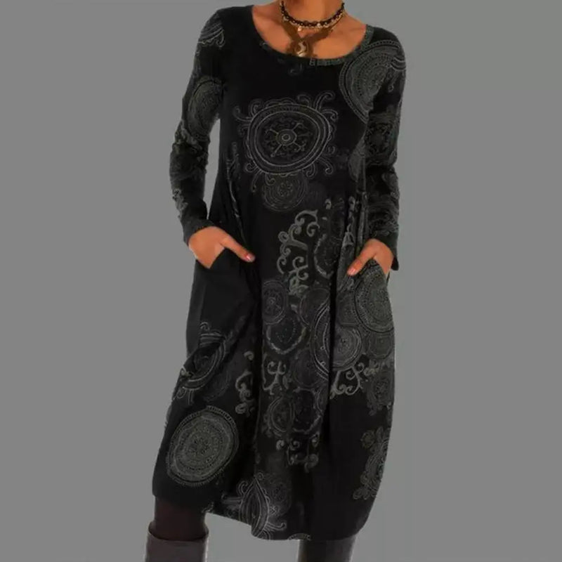 Retro Boho Dress - Elara-Black-S-State of Style