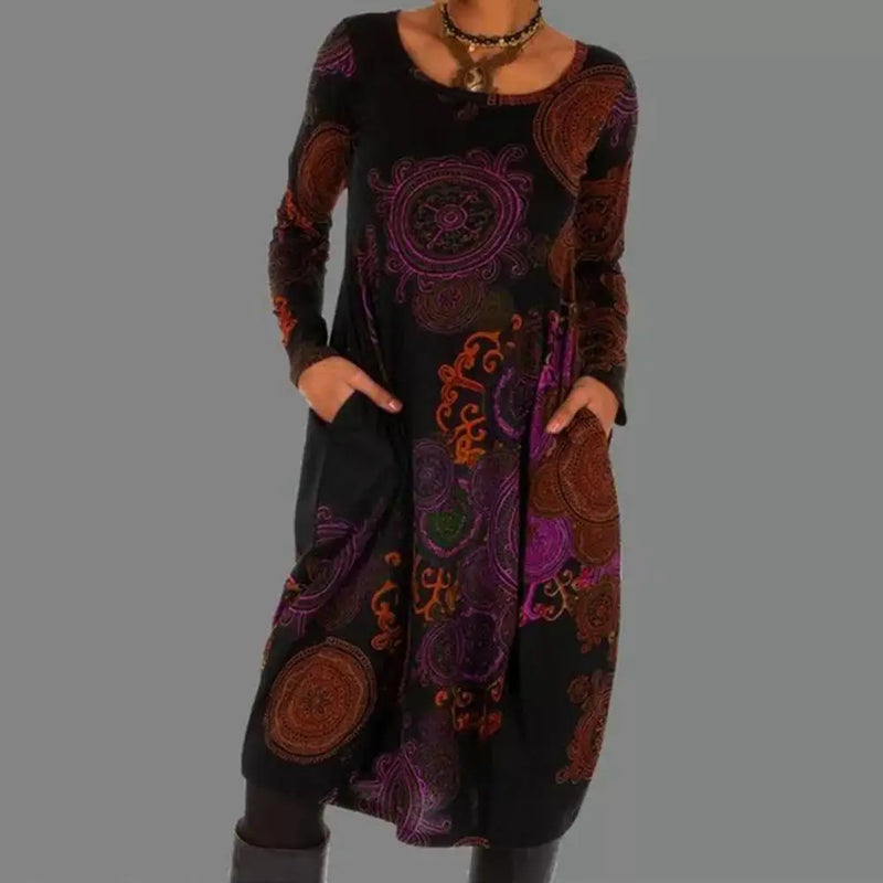 Retro Boho Dress - Elara-Red-S-State of Style