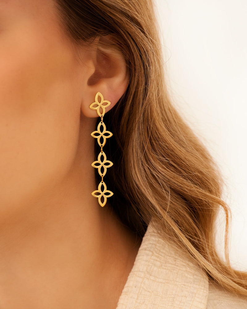 RETRO FLOWER HOOP EARRINGS - Limited Edition-Gold-plated-State of Style