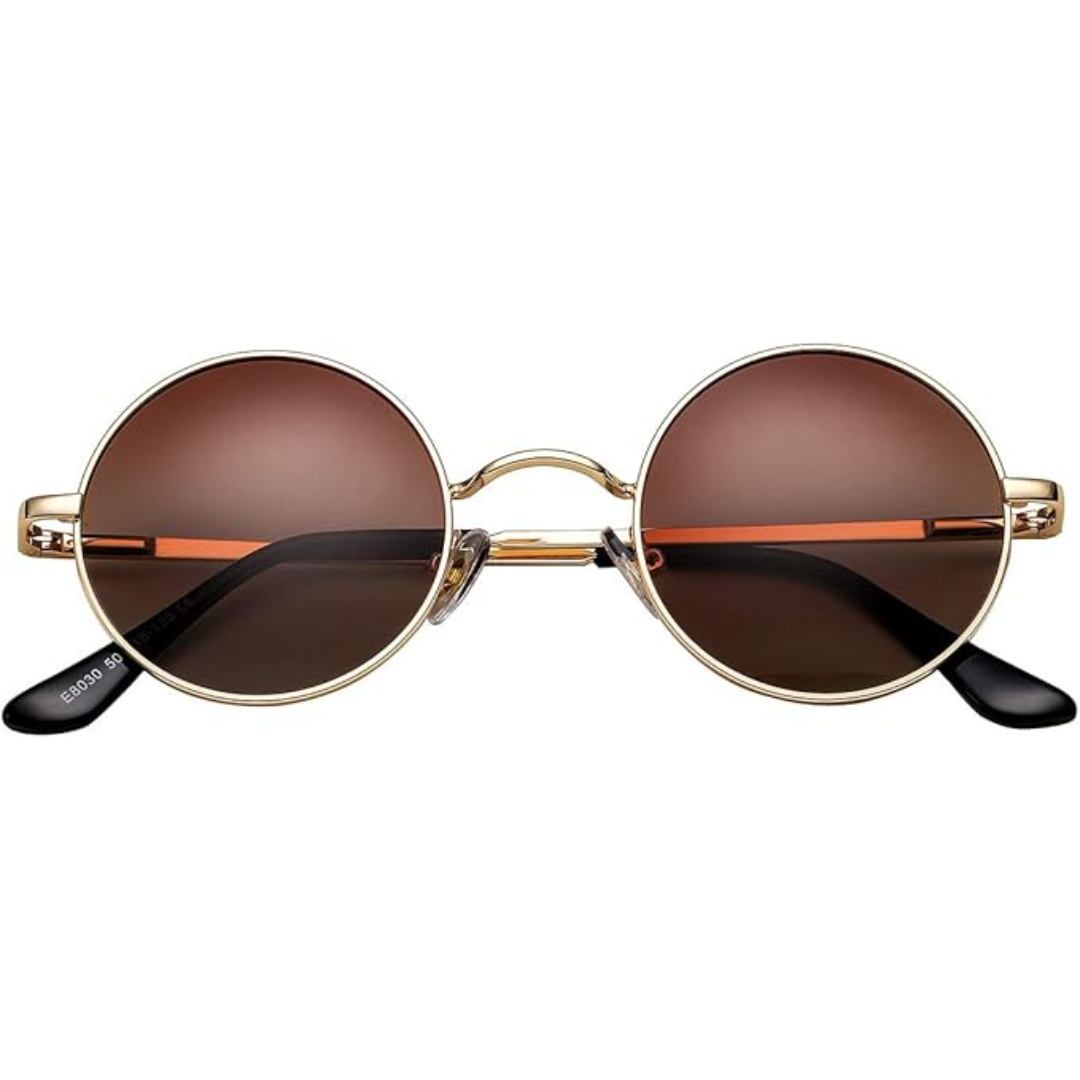 Retro Round Polarised Sunglasses - Lennon-Bronze/Brown-State of Style