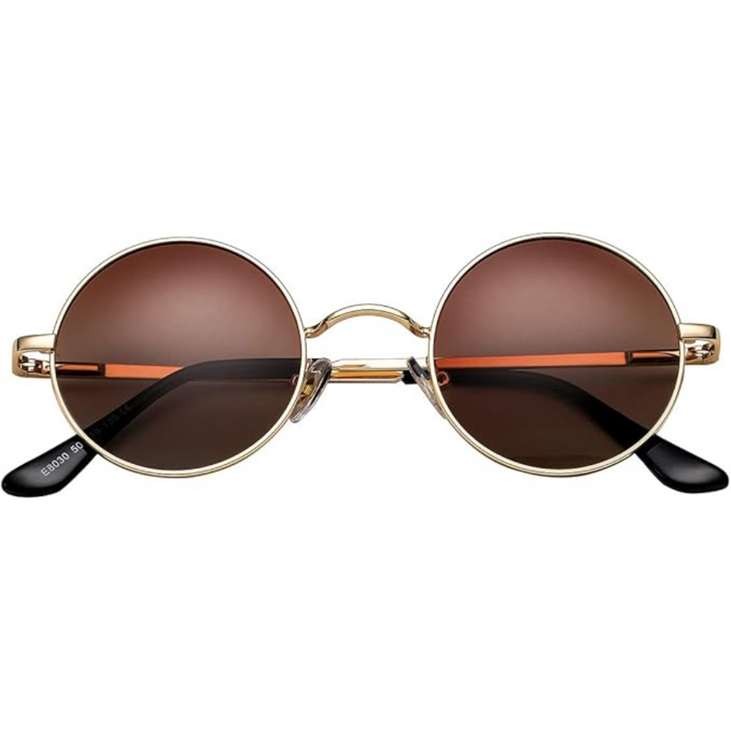 Retro Round Polarised Sunglasses - Lennon-Bronze/Brown-State of Style