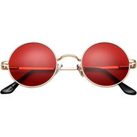 Retro Round Polarised Sunglasses - Lennon-Gold/bright red-State of Style