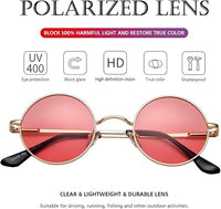 Retro Round Polarised Sunglasses - Lennon-Gold/Clear Purple-State of Style