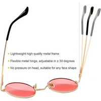 Retro Round Polarised Sunglasses - Lennon-Gold/Clear Purple-State of Style