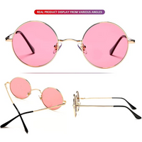 Retro Round Polarised Sunglasses - Lennon-Gold/Clear Purple-State of Style