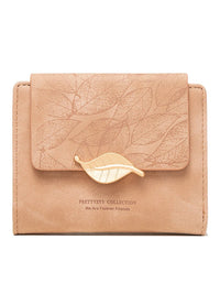 Retro-Style Wallet with Frosted Leaf Pattern-Pink-State of Style