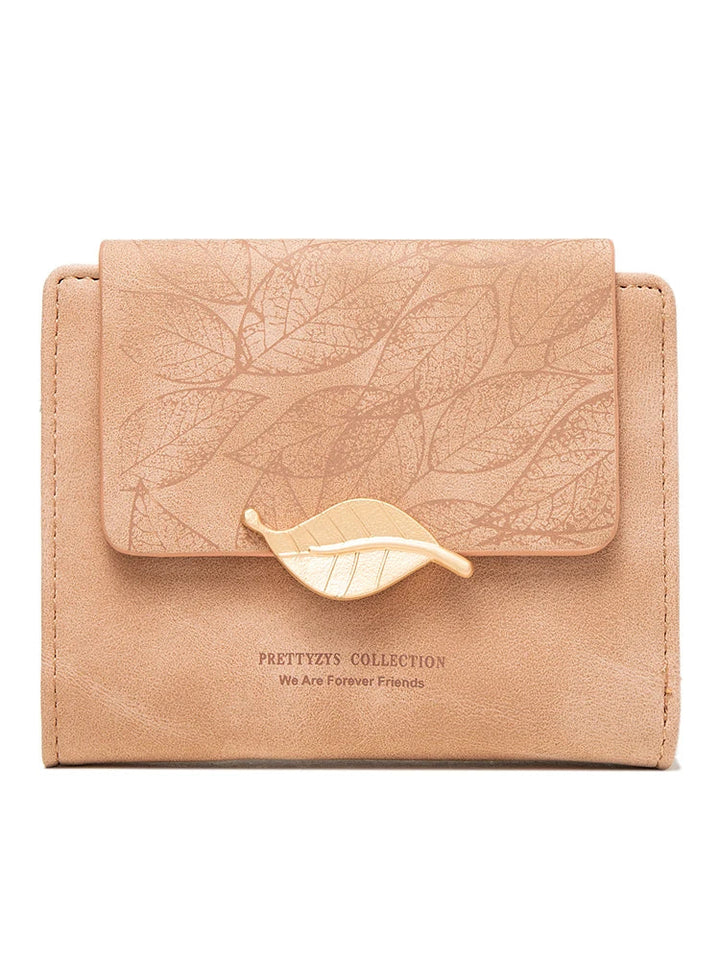 Retro-Style Wallet with Frosted Leaf Pattern-Pink-State of Style