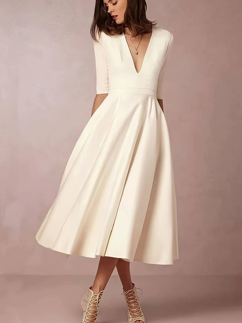 Retro White A-Line Swing Dress – Vivienne-S-State of Style