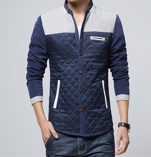 Retro windbreaker with stand-up collar for men - Orlando-Blue Brown-S-State of Style
