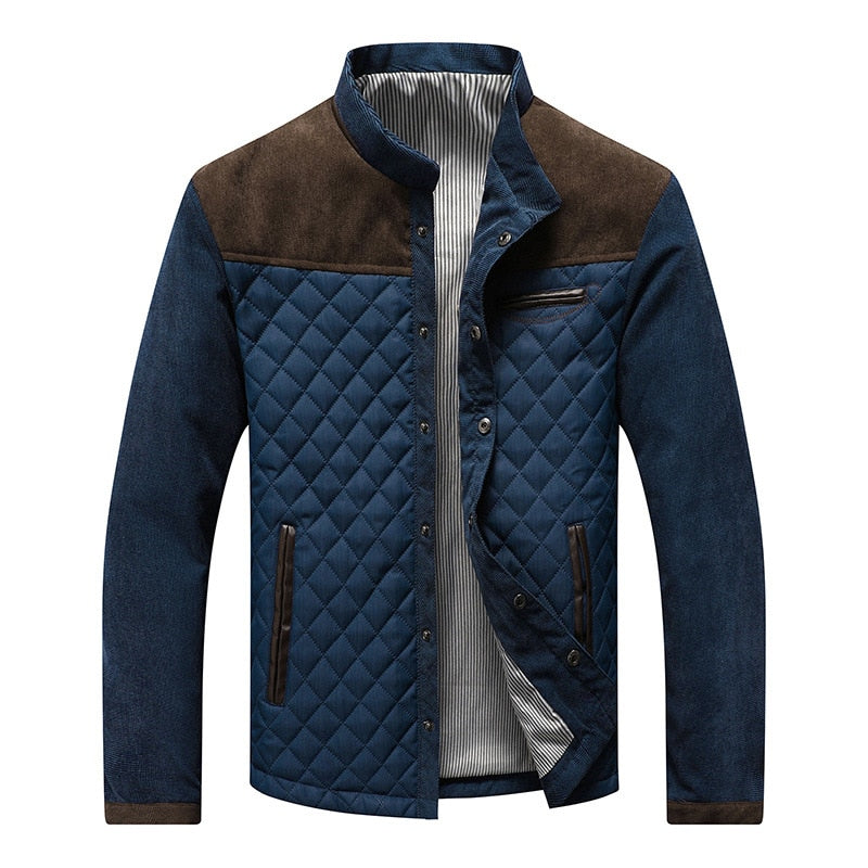 Retro windbreaker with stand-up collar for men - Orlando-Blue Brown-S-State of Style