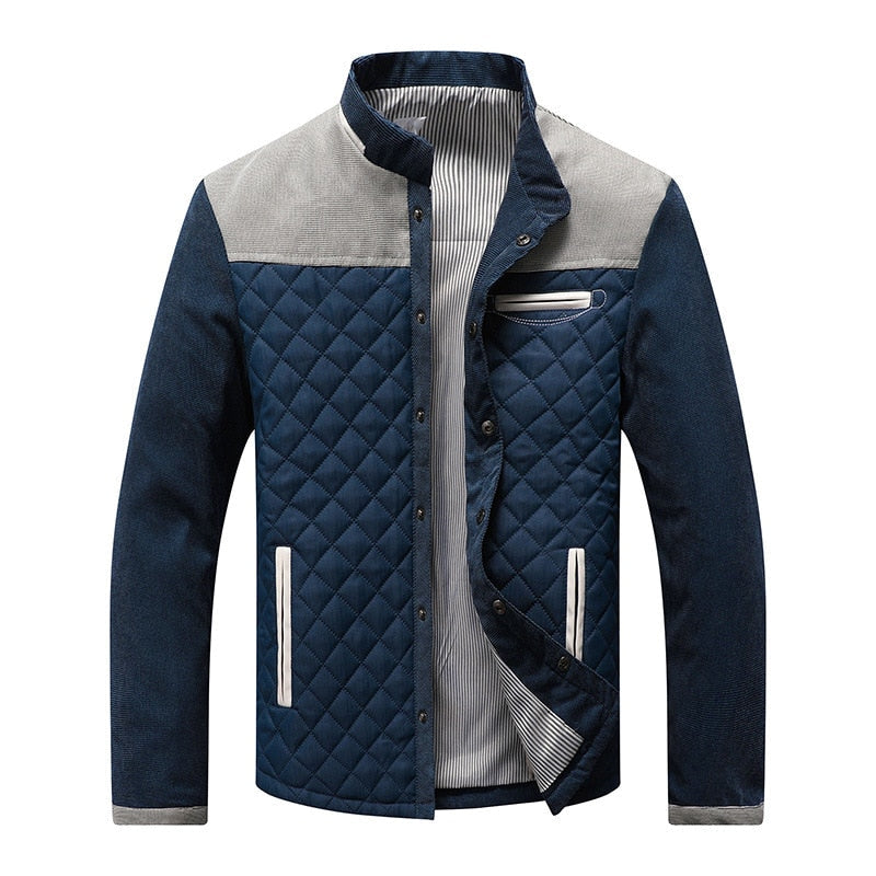 Retro windbreaker with stand-up collar for men - Orlando-Blue Brown-S-State of Style