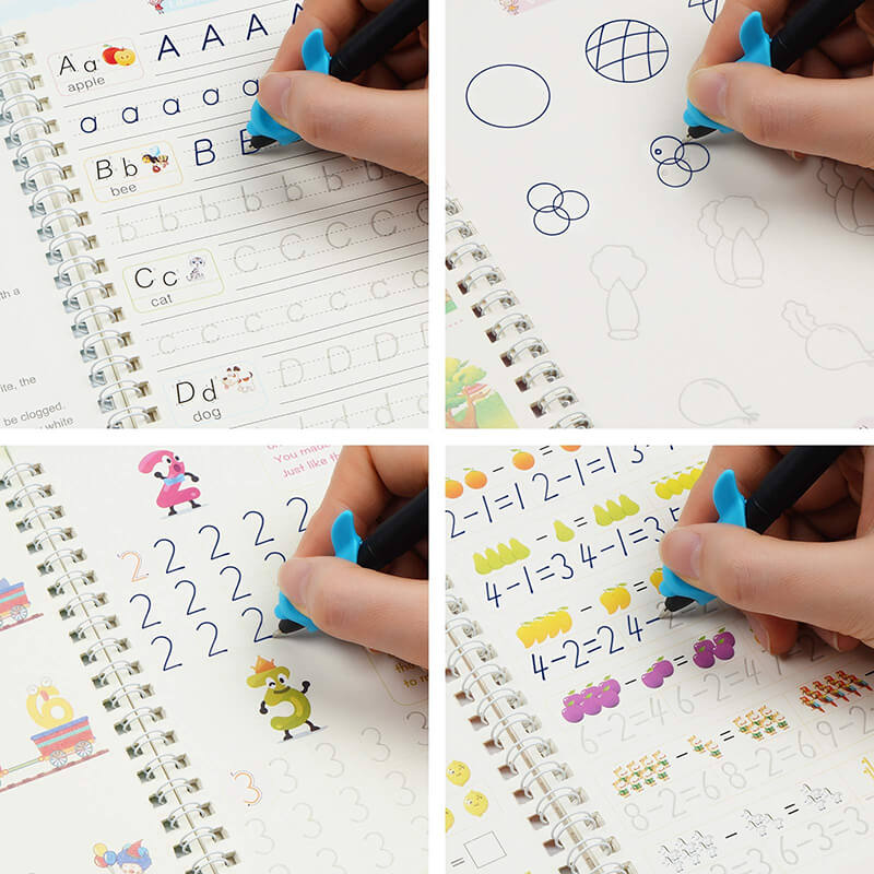 Reusable Writing Practice Book – LetterLust-4 Books + Fading pen + Extra refill-State of Style
