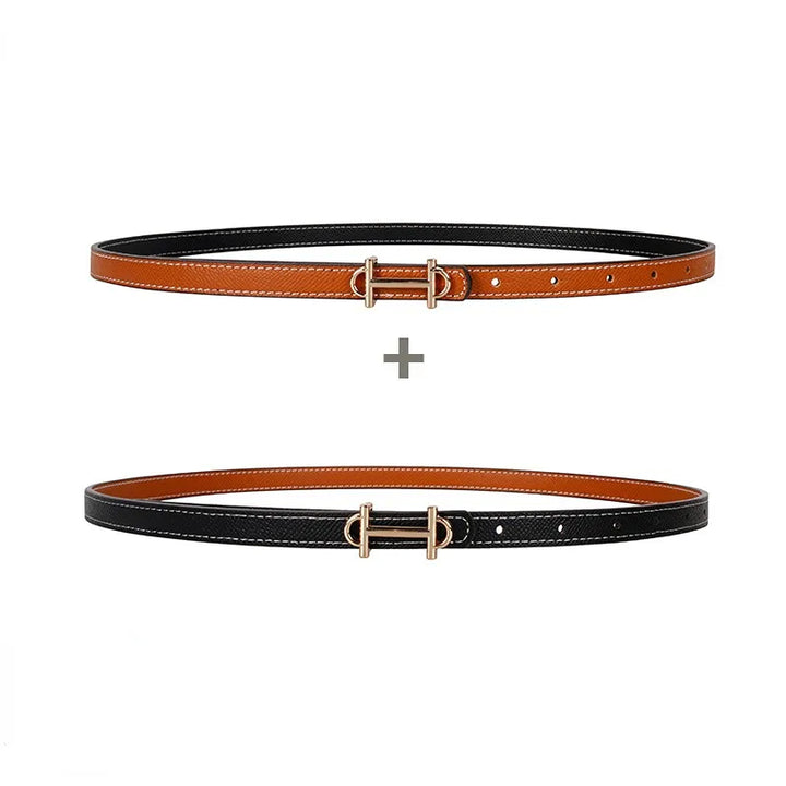 Reversible H-Buckle Leather Belt with Dual Colour Options-Brown & Black-State of Style