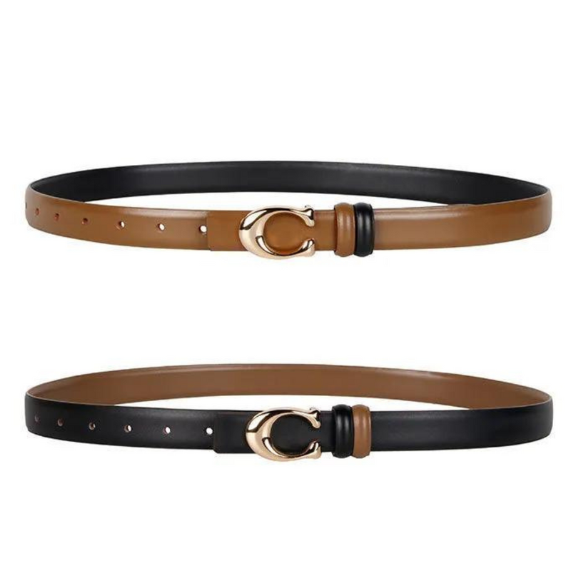 Reversible Thin C-Buckle Belt-Beige-State of Style
