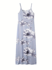 Rhea Slim Maxi Dress with Floral Pattern-Gray-S-State of Style