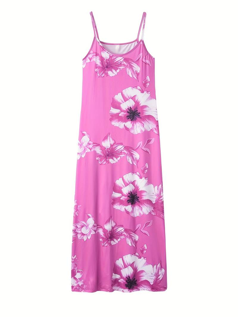 Rhea Slim Maxi Dress with Floral Pattern-Pink-S-State of Style