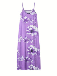 Rhea Slim Maxi Dress with Floral Pattern-Purple-S-State of Style