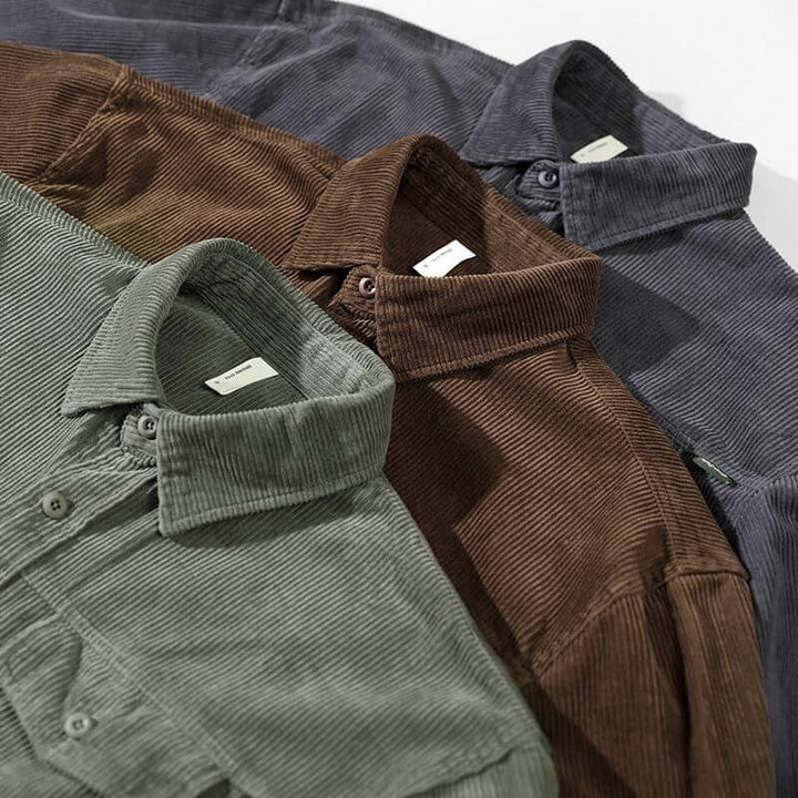 Ribbed Corduroy Men's Shirt - David-Brown-S-State of Style