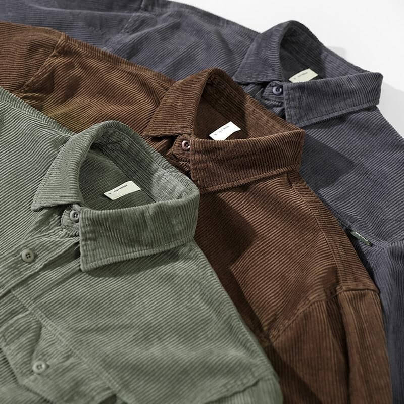 Ribbed Corduroy Men's Shirt - David-Brown-S-State of Style