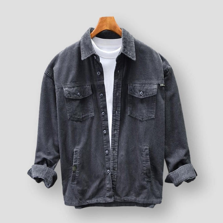 Ribbed Corduroy Men's Shirt - David-Grey-S-State of Style