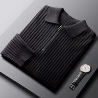 Ribbed Zip Sweater | Casual and Warm Men's Knitwear-Black-S-State of Style