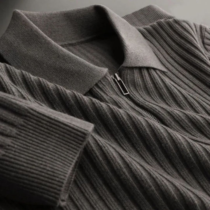 Ribbed Zip Sweater | Casual and Warm Men's Knitwear-Gray-S-State of Style