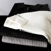 Ribbed Zip Sweater | Casual and Warm Men's Knitwear-Gray-S-State of Style