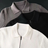 Ribbed Zip Sweater | Casual and Warm Men's Knitwear-Gray-S-State of Style